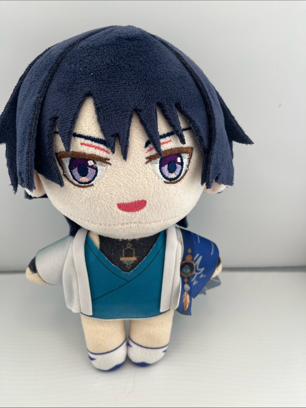 Genshin Animation Blue White Plush Stuffed Animal Blue Hair Outfit Plush